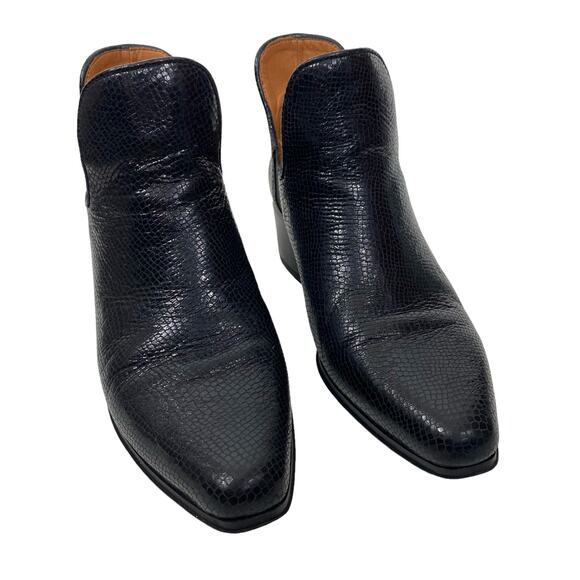 Franco Sarto Ashbury Boots Ankle Snake Embossed Leather Womens Size 6.5M Black - Picture 1 of 10